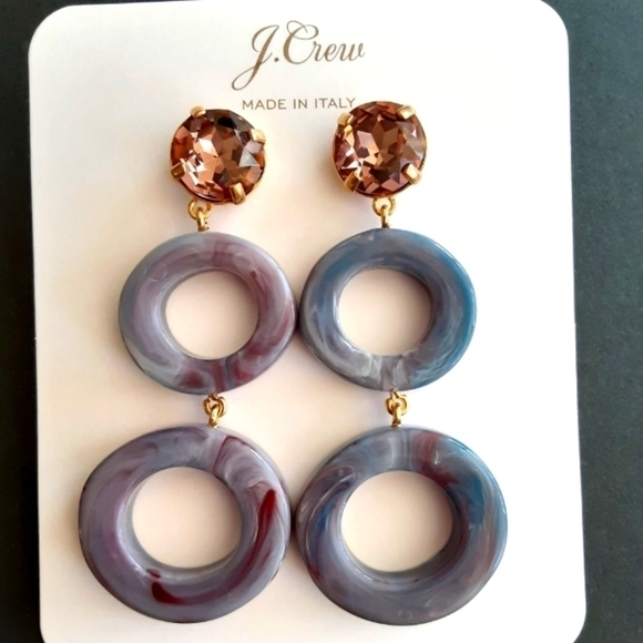J. Crew Round Drop Earrings Made In Italy Pale Seascape NEW - Picture 2 of 4